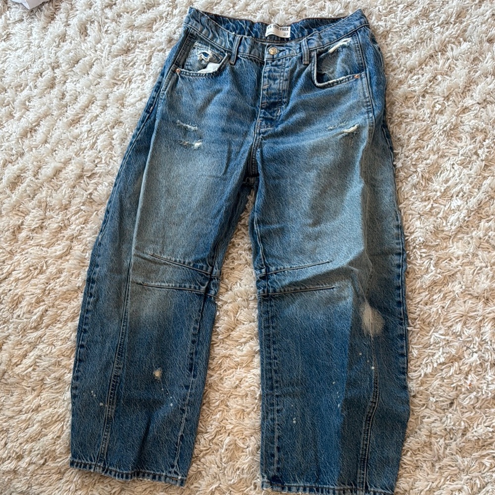 Free People Blue Flare Wide Leg Jeans